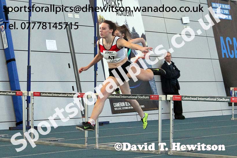 Women's 60 metres hurdles, NECAA Championships and Open Indoor Pentathlon, Gateshead College Academy of Sport. Photo: David T. Hewitson/Sports for All Pics